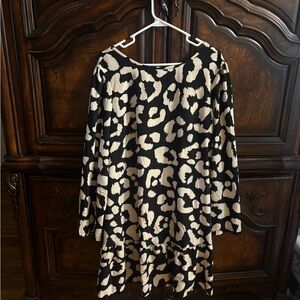 Black and Cream Animal Print Dress w/ Bow on back